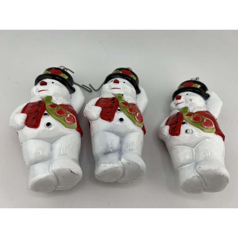 Vintage Home Decorative Frosty The Snowman Glass Christmas Ornament - Lot of 3